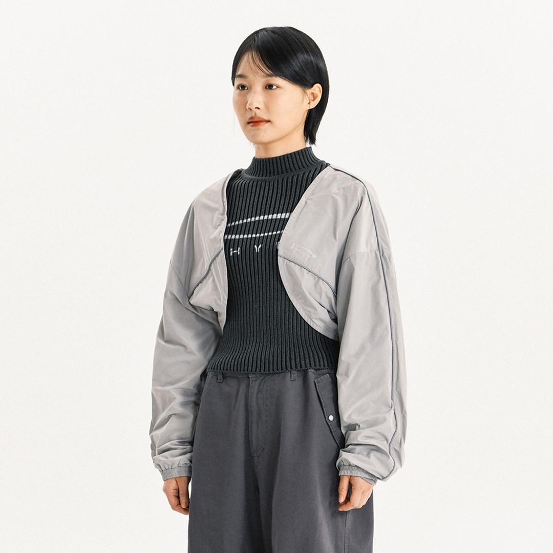 PHYPS® NYLON PIPNG CROP BOLERO GRAY