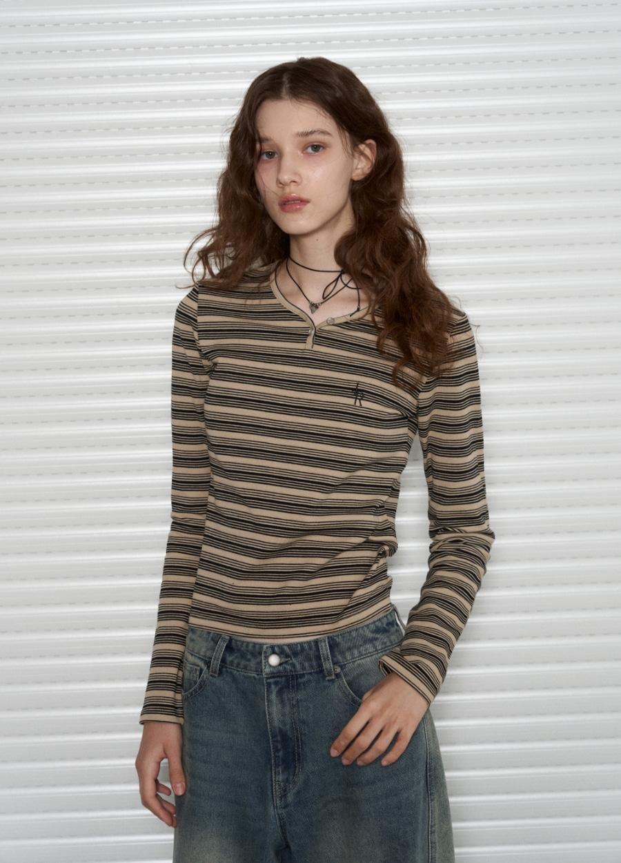 Slim Fit Stripe Top [CREAM]