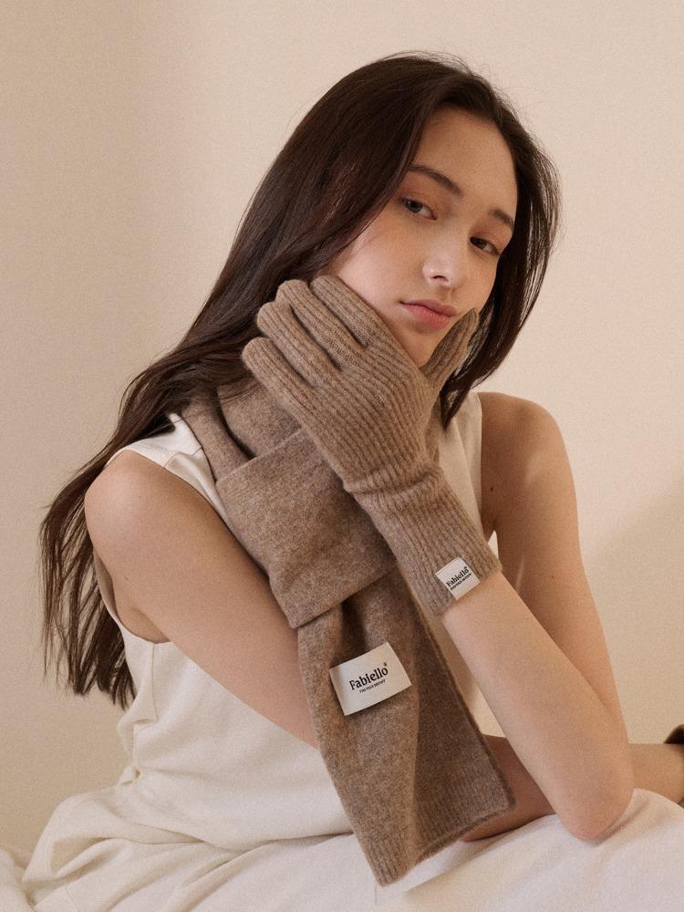 Galan muffler & glove set (beige)