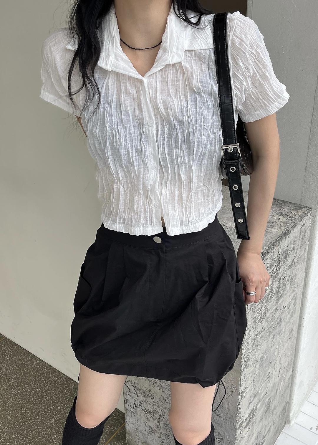 (3Color) Wrinkle Minimal Short SH
