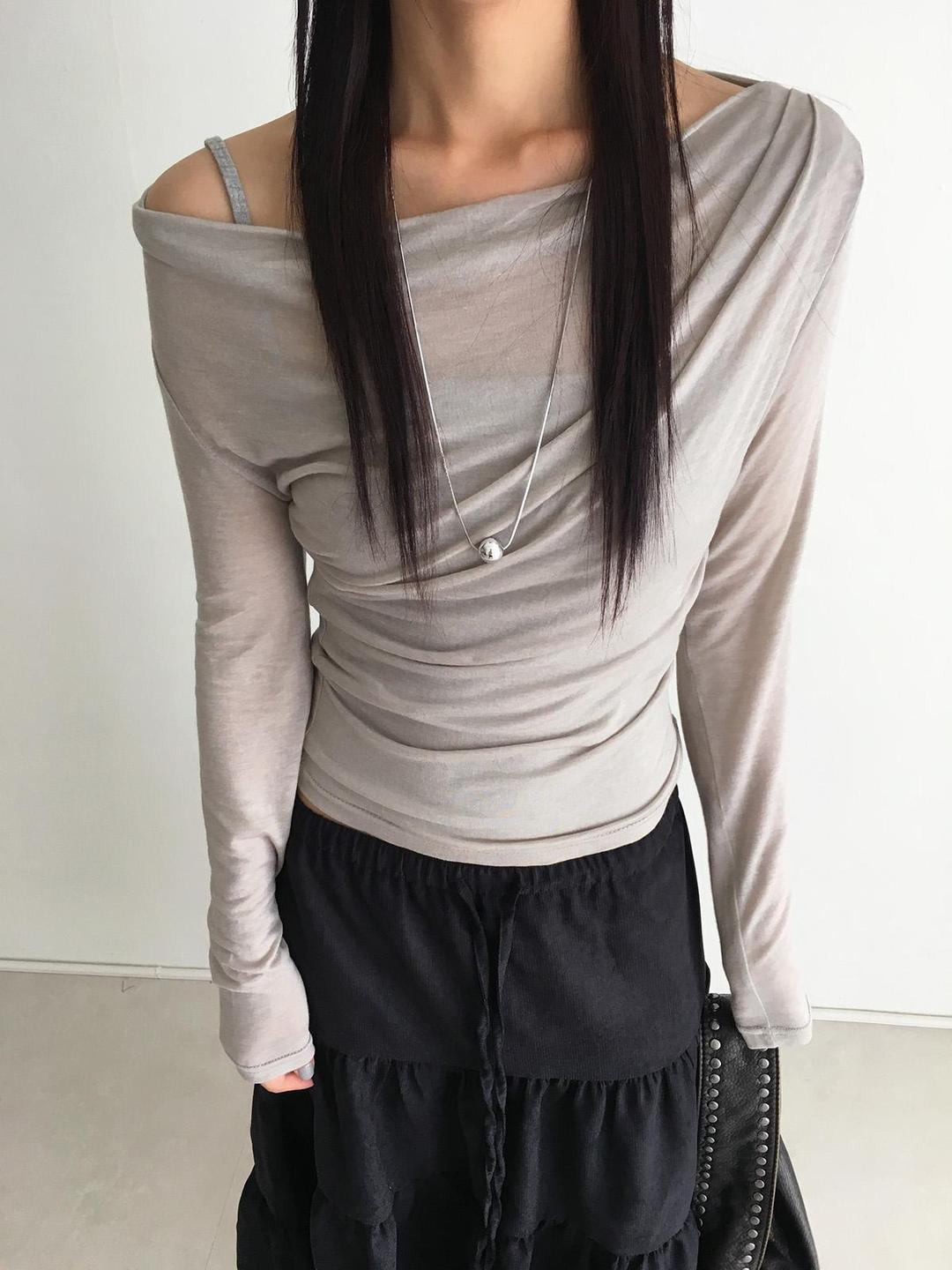 샵오르 (긴팔)드레이프 오프숄더 티셔츠 (5colors)