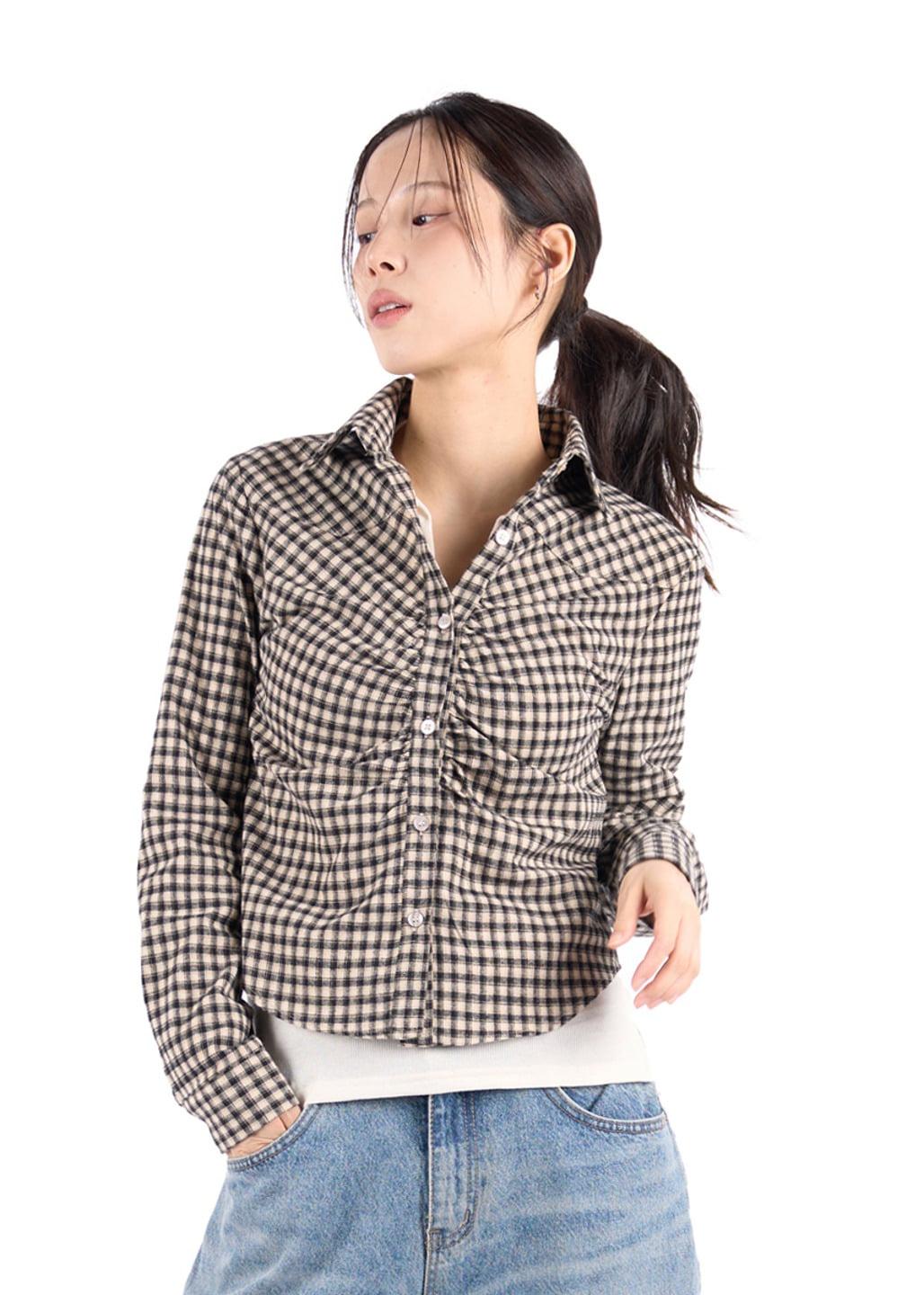 GATHERED PEACH SHIRT