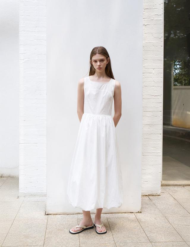 (woman) 벌룬 뮤즈 롱 원피스_White