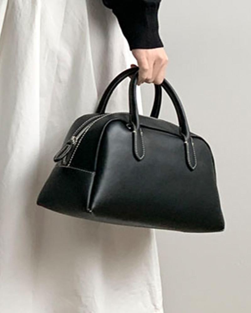 [무료배송] 웨어링무드 소가죽 크로스 토트 볼링백 (블랙)