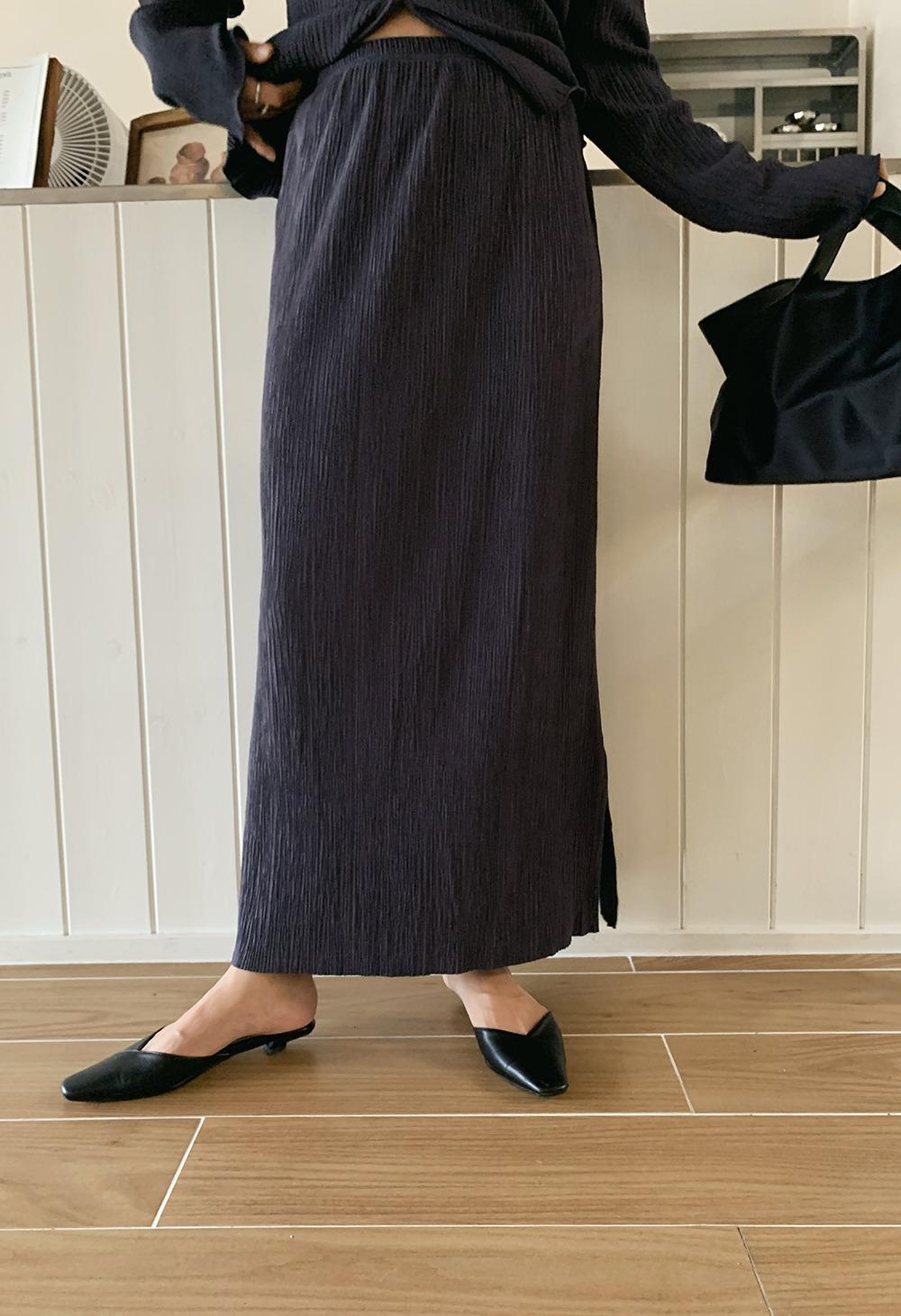 티시 밴딩 스커트 - 차콜