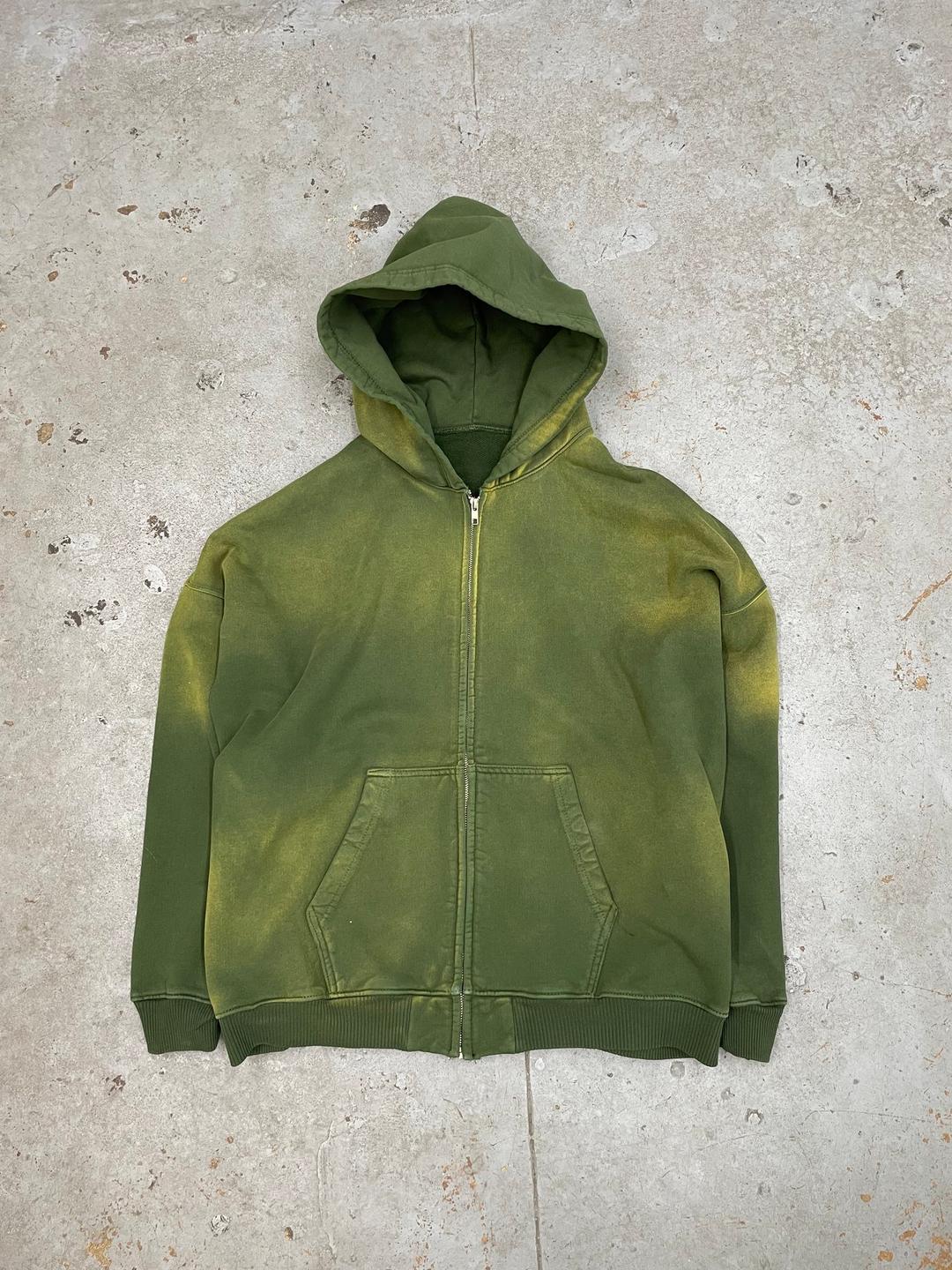 OVERSIZE ZIP UP HOODIE AGED FOREST GREEN — MOOJIMOOJI