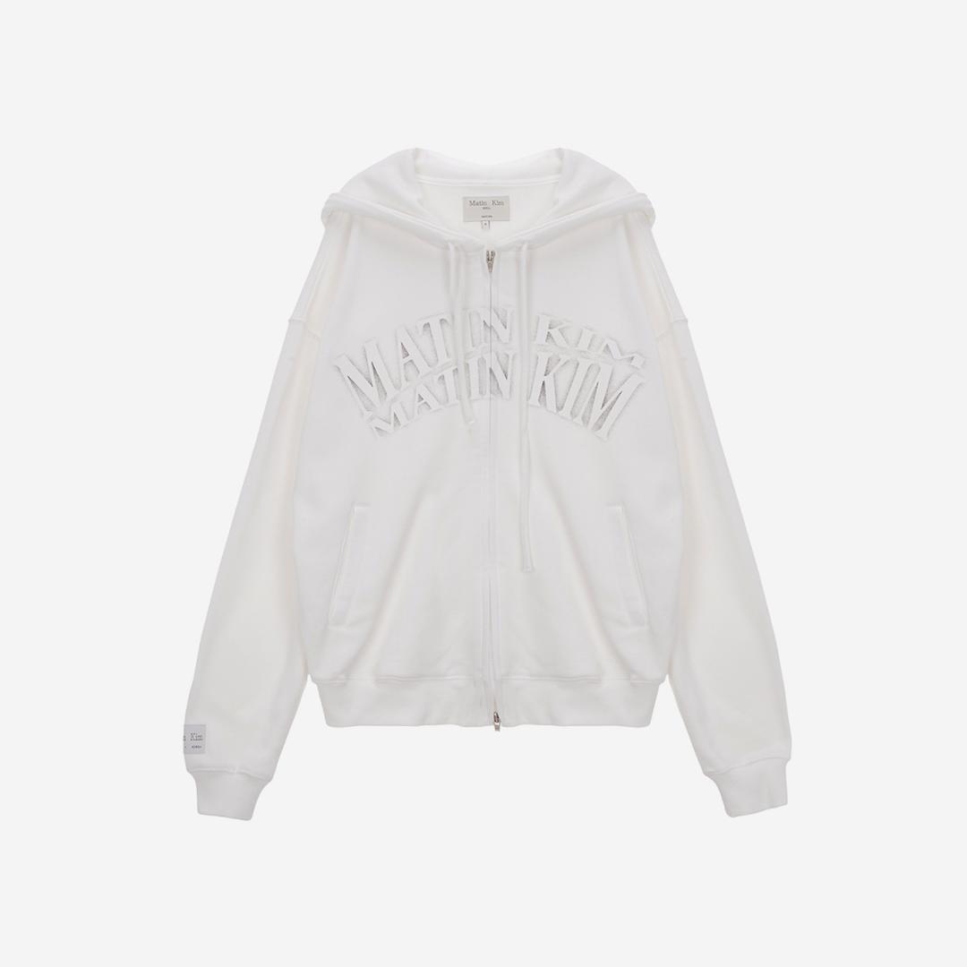 (W) Matin Kim Matin Crescendo Logo Hoody Zip Up Jumper White