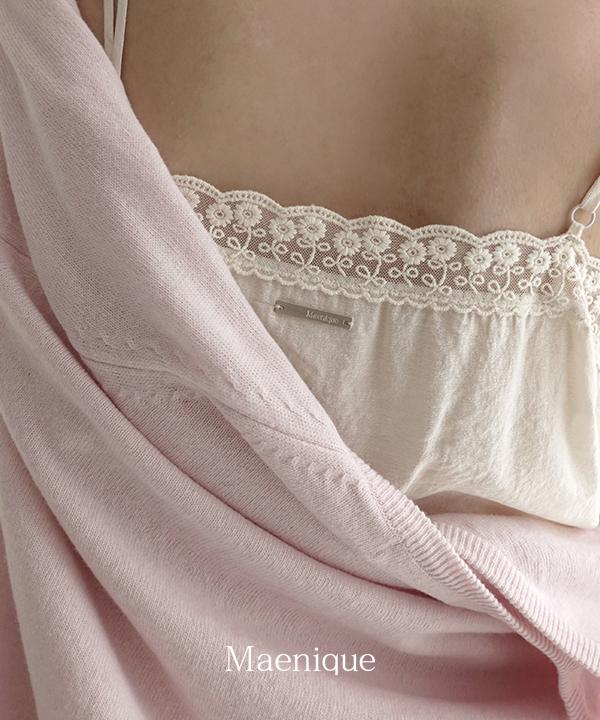 매니크 [🌿봄신상/MNQ] 멜리즈 레이스 브이넥 슬리브리스