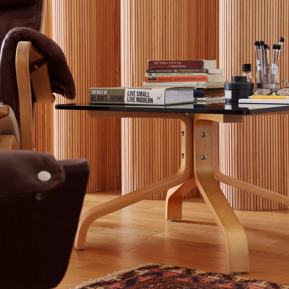 헤이유드 버팔로 커피 테이블 유리 좌식 거실  미드센츄리 버치우드 수입가구