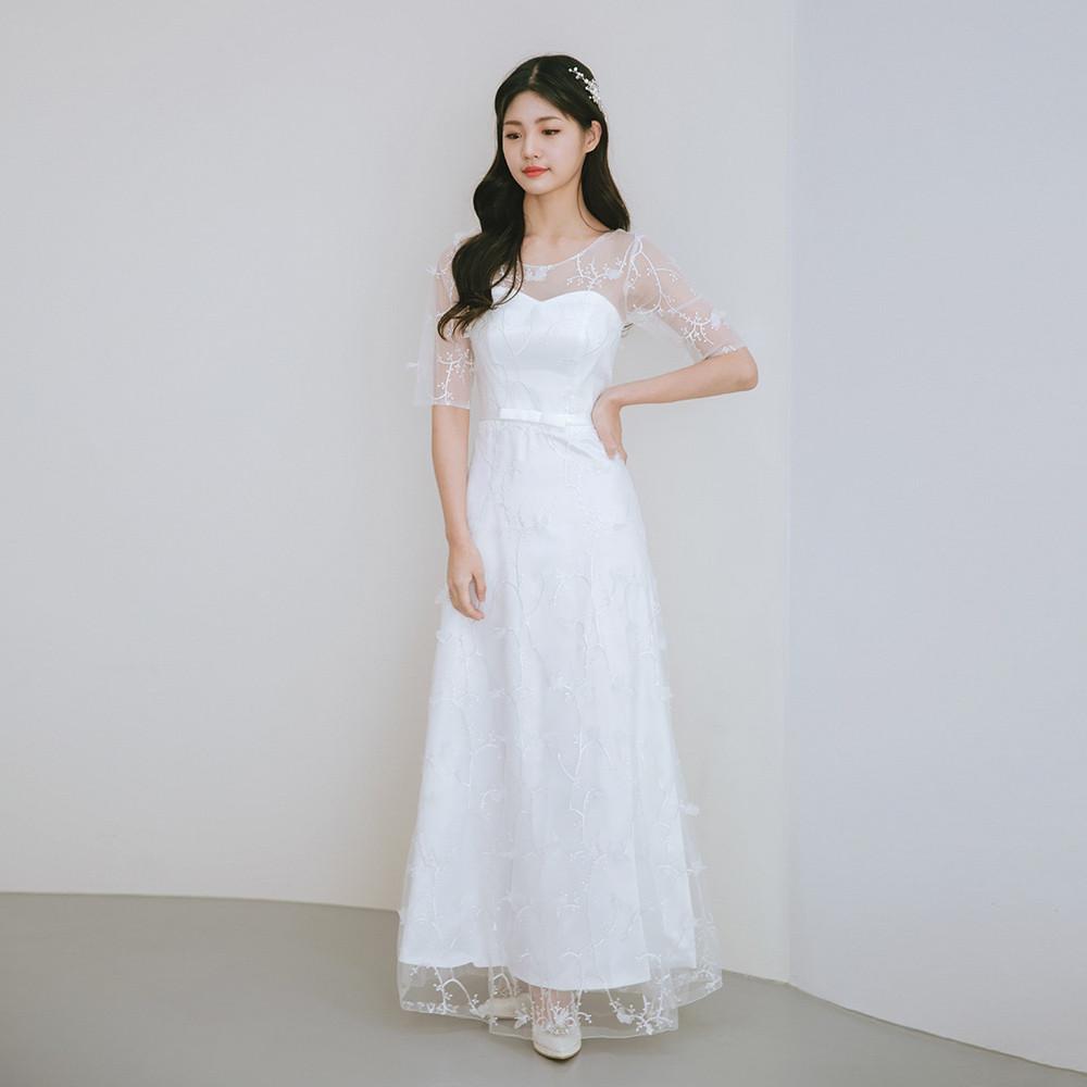 리프시스루 셀프웨딩드레스 2부원피스 피로연드레스 이브닝드레스