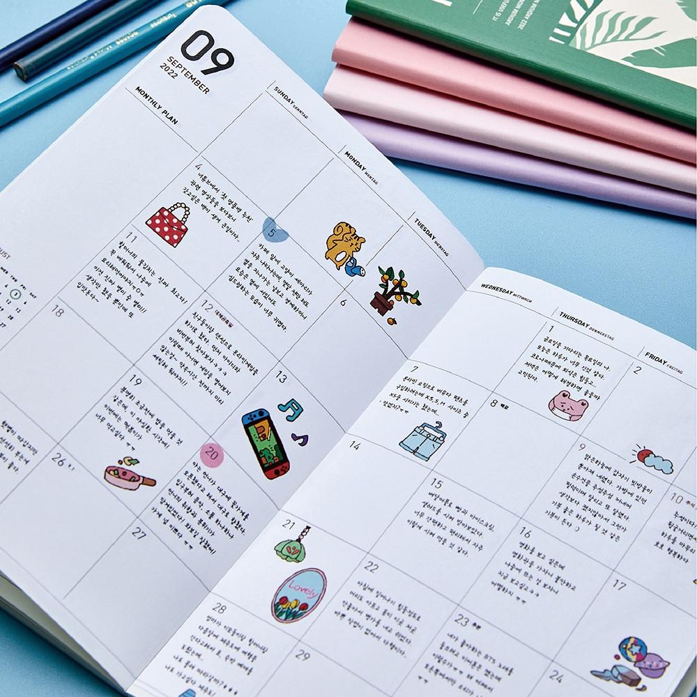 2022 년 먼슬리 플래너 M 오리지날 월간 계획 다이어리 심플 스케줄러 직장인 스케쥴러