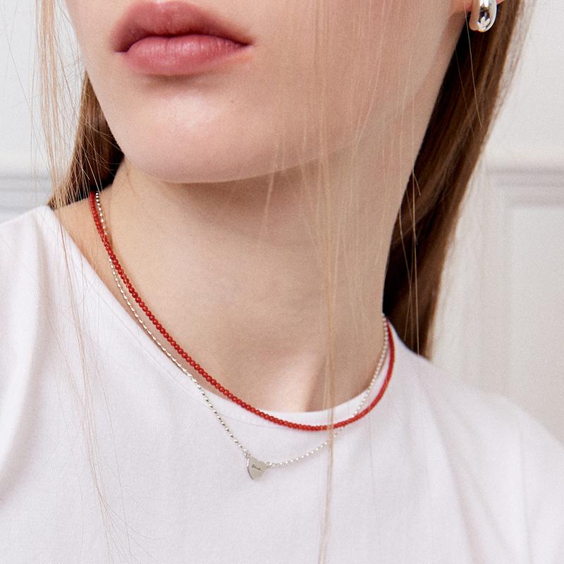 Tiny ball Necklace (Coral)