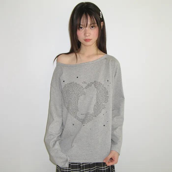 TYPE CAT OFF SHOULDER LONG SLEEVE GREY