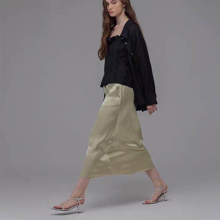 Strap silk skirt (Champagne Gold)