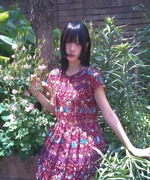 (Vintage)Oriental Flower Dress(Burgundy)