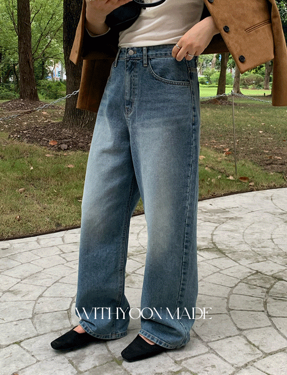 위드윤 [자체제작] 빈티지 블루 베를린 와이드핏 데님[🚚오늘출고]