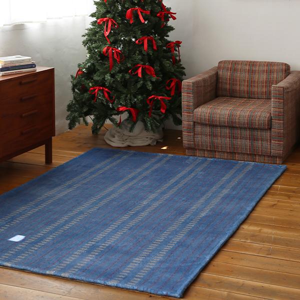 빈티지 블루밍 스트라이프 극세사 러그