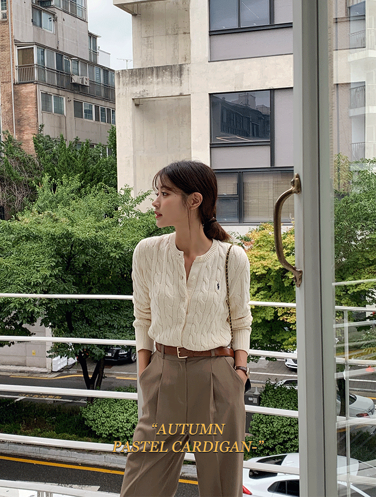 [더블세일][오늘출발] P. 케이블 코튼 라운드 가디건