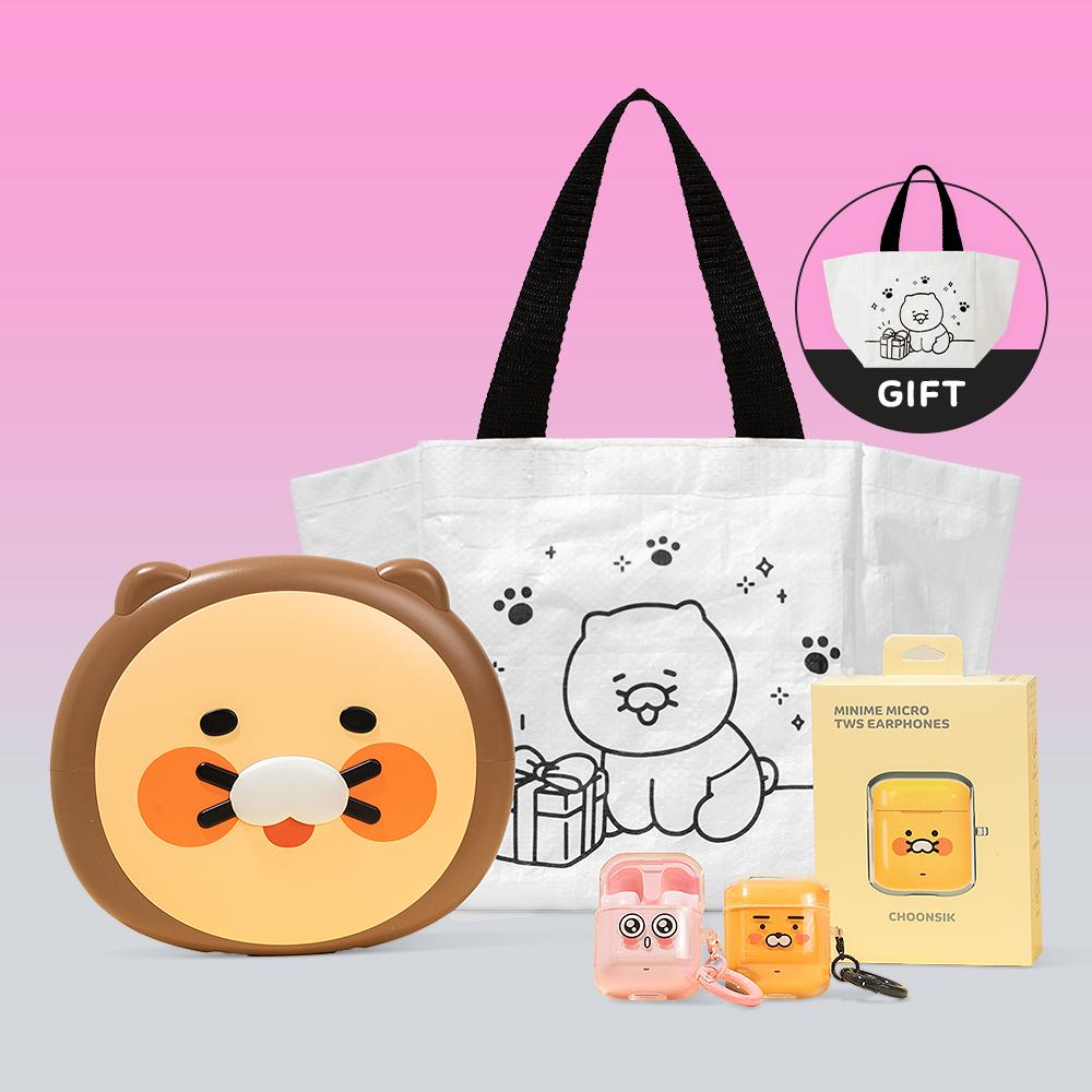 [단독] "춘식이 타포린백 증정SET" 온열찜질기 겸용 보조배터리+초소형 TWS 무선 블루투스 이어폰