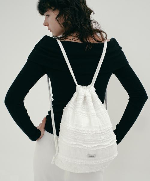LACE FRILL STRING BAG (WHITE)