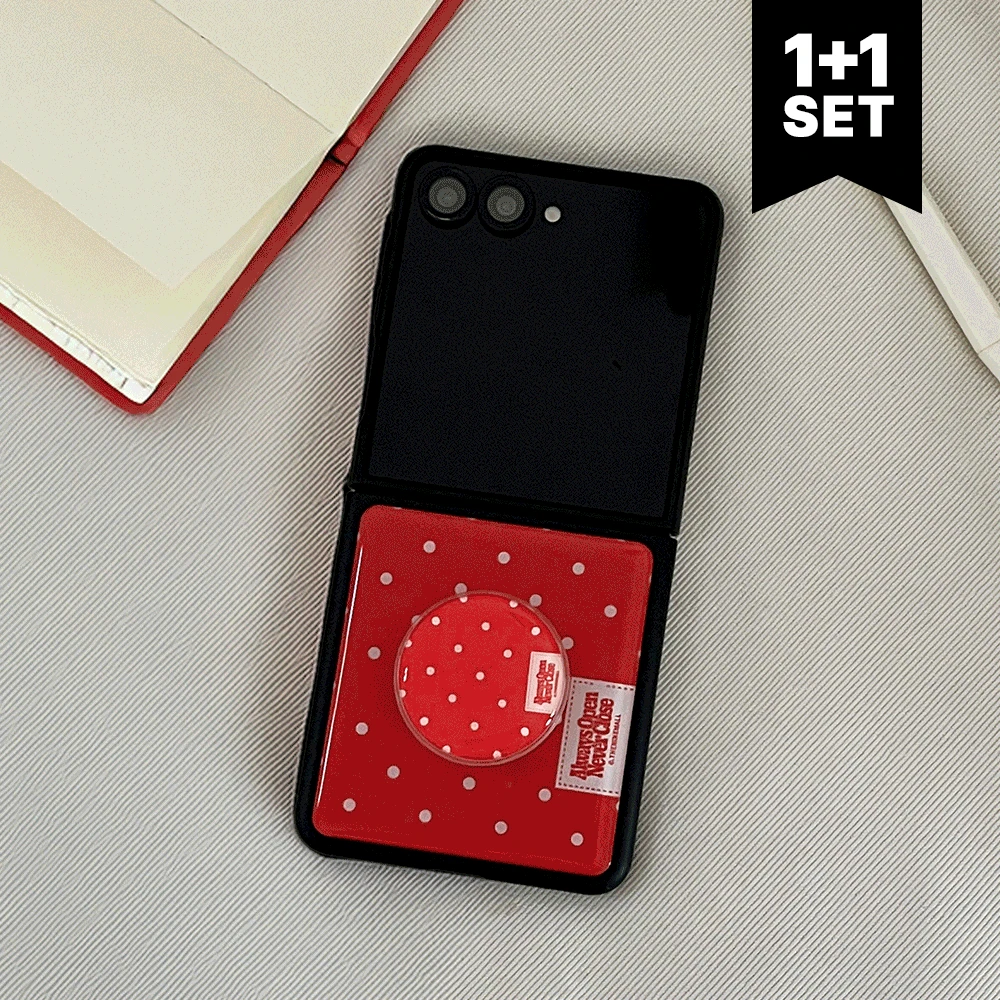 [1+1set] 도트 컬러 라벨 [Z플립 블랙 범퍼케이스+에폭시톡] 맥세이프 선택
