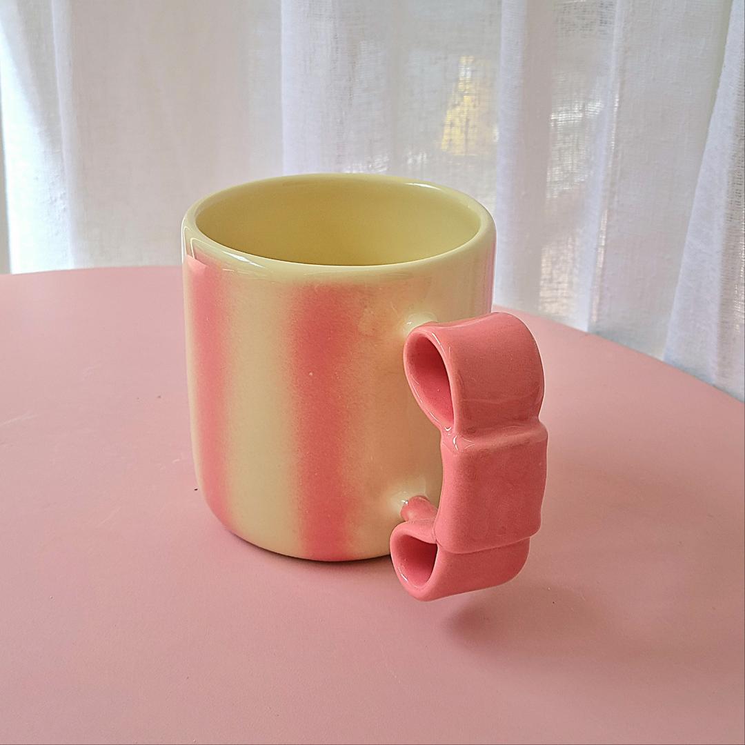 버터핑크 리본 스머지 빅머그