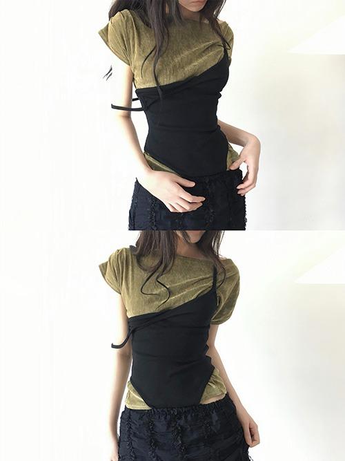 velvet half t, 2color