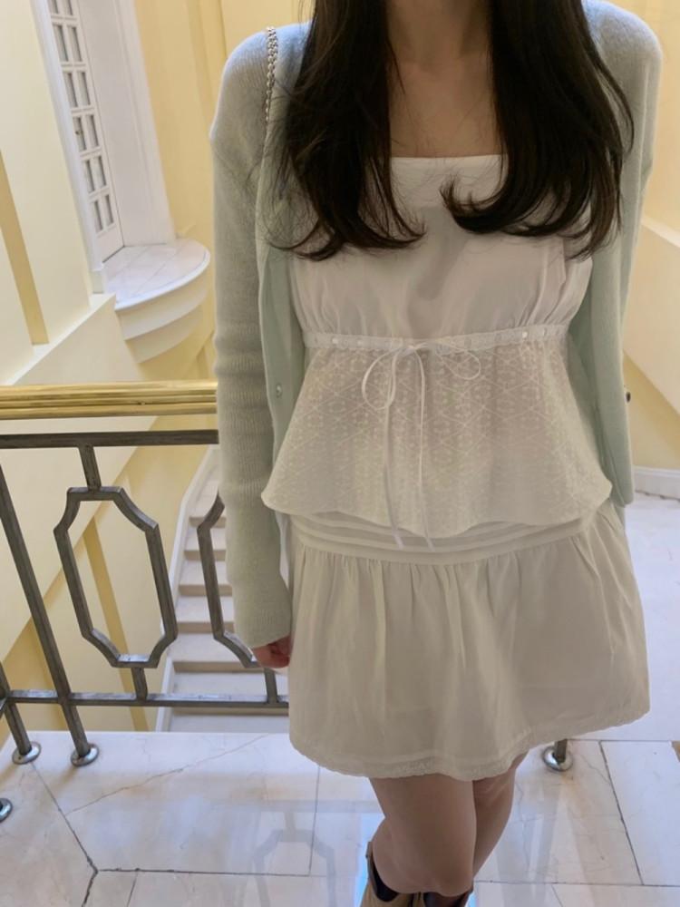 줄리 리본 뷔스티에 레이스 끈나시