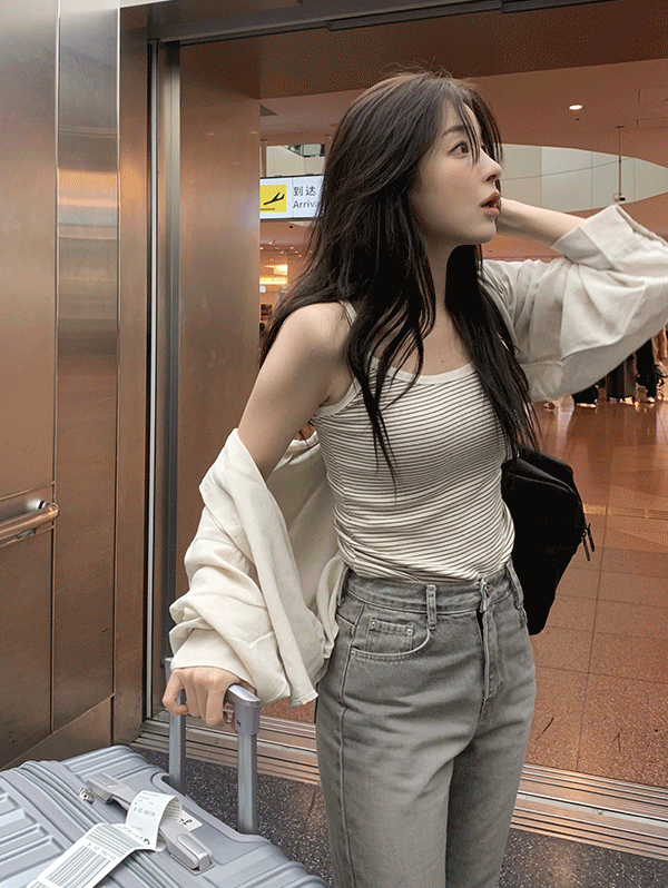 슬로우앤드 #SLOWMADE. 해브 스트라이프 슬리브리스 - 5 color