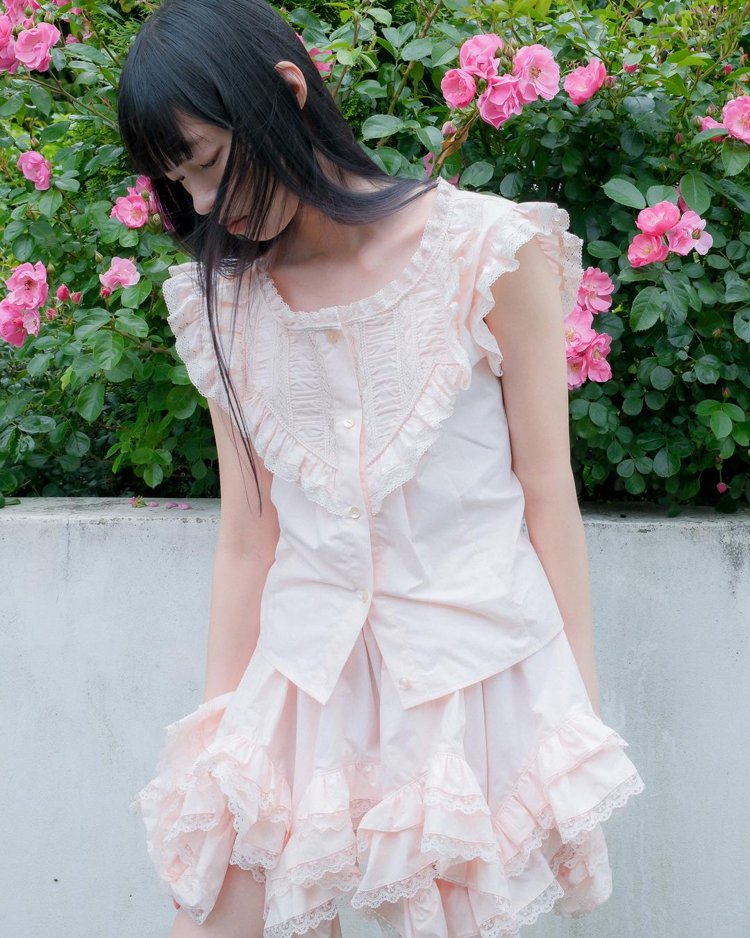 [Exclusive] [7/4 예약발송] flétta Vintage Ribbon Blouse_Light Pink