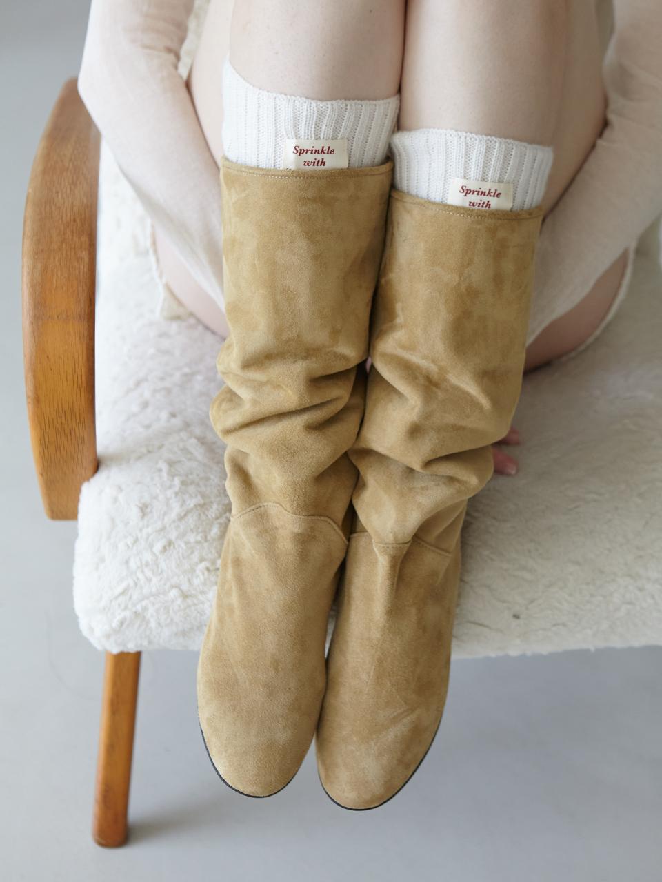 Mrc109 Boston Long Boots (Yellow-Beige Suede)