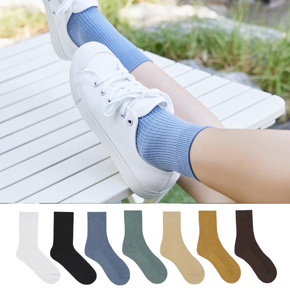 [7컬레 골라담기] 삭스탑 여자 발목이 가늘어 보이는 중목 골지 컬러 양말