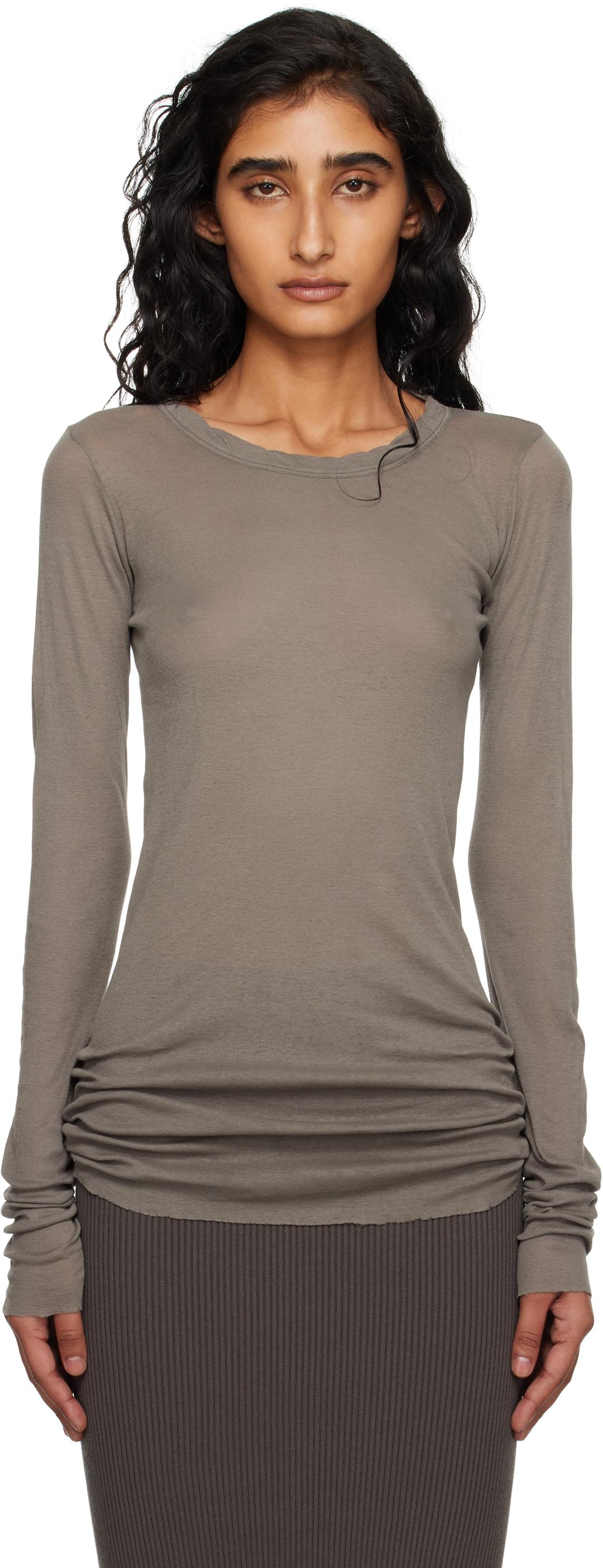 그레이 콘코르디안 미니 골지 LS 티셔츠