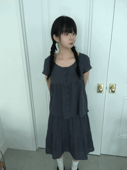 [SET] BUBBLE STRIPE BLOUSE (3 color)