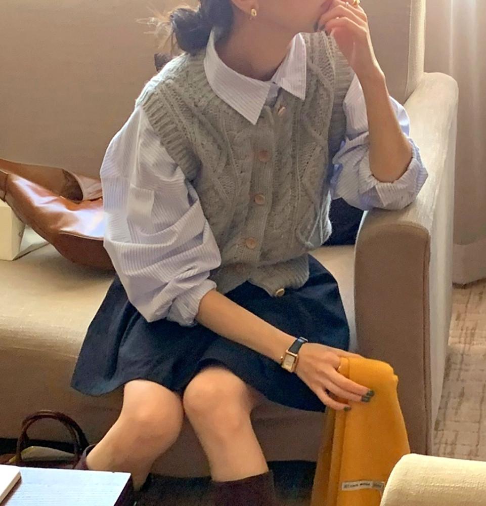 [베이지당일]Slow 마블 니트 조끼