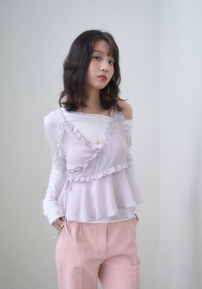 ROMANTIC FRILL BUSTIER-GRAY