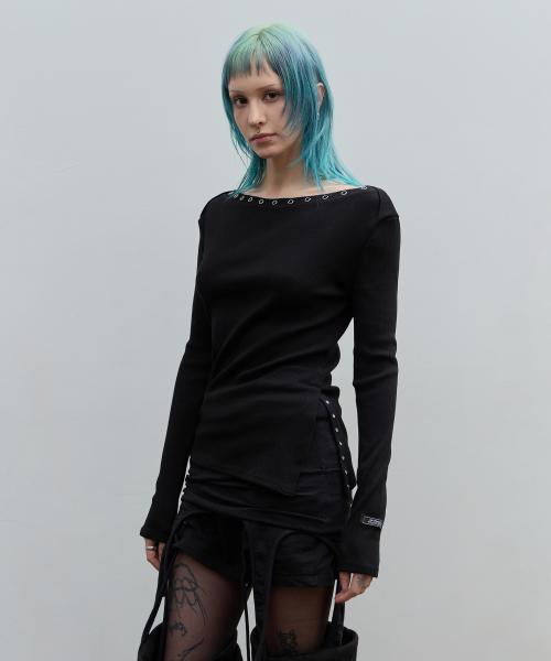 Snap Button Unbalanced Top - Black