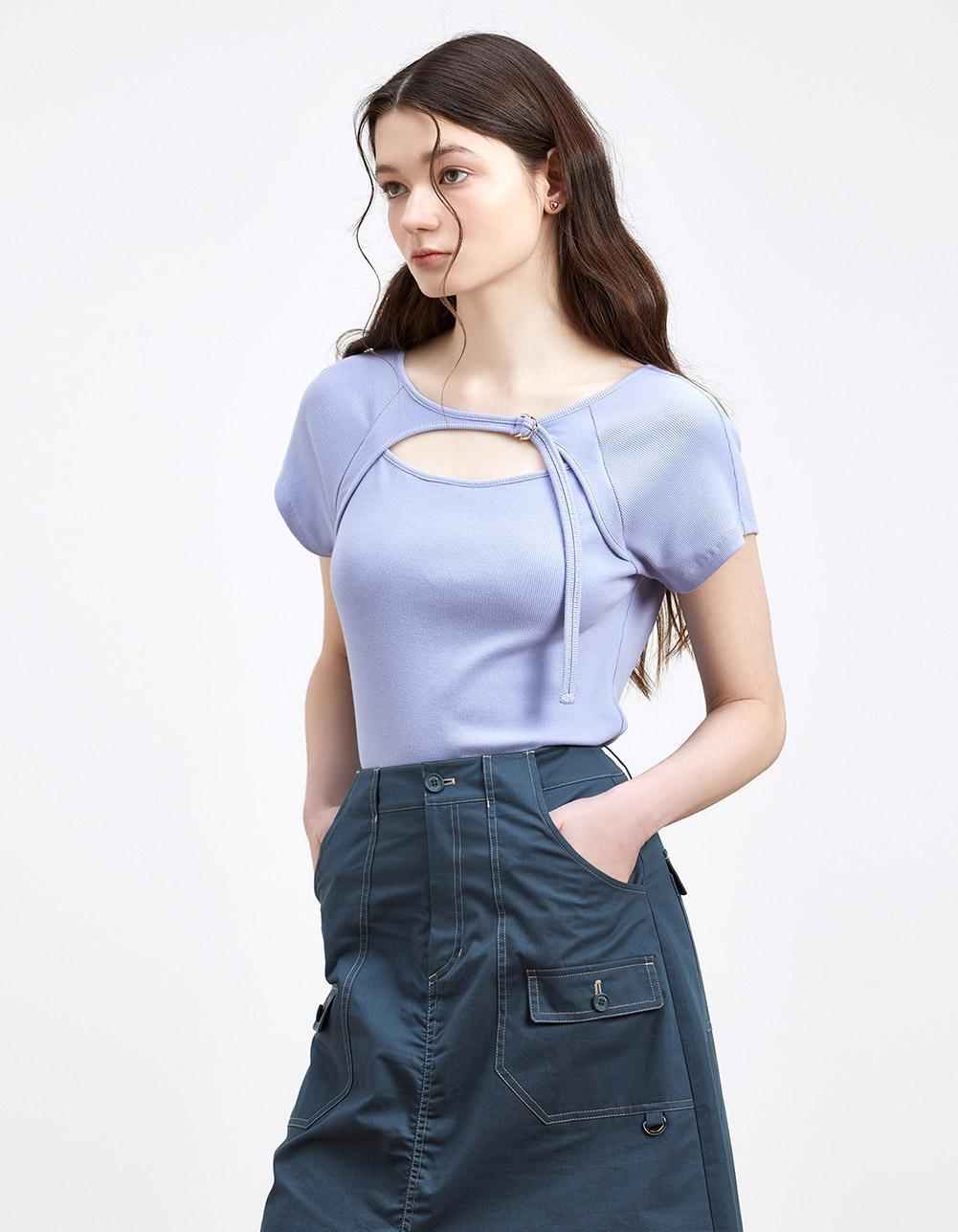 [TOINQ]_T240MTS913W_네크 트임 포인트 티셔츠