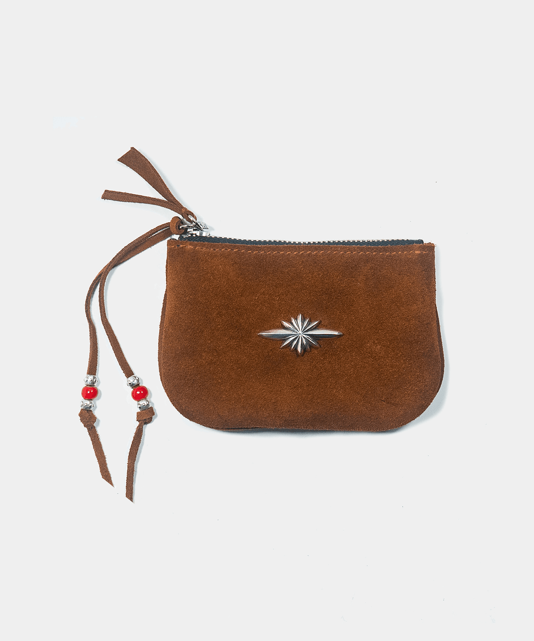 Star concho&beads Suede card wallet (brown)