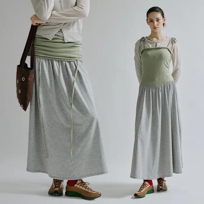 Textured Two-way Dress - Light khaki/Grey