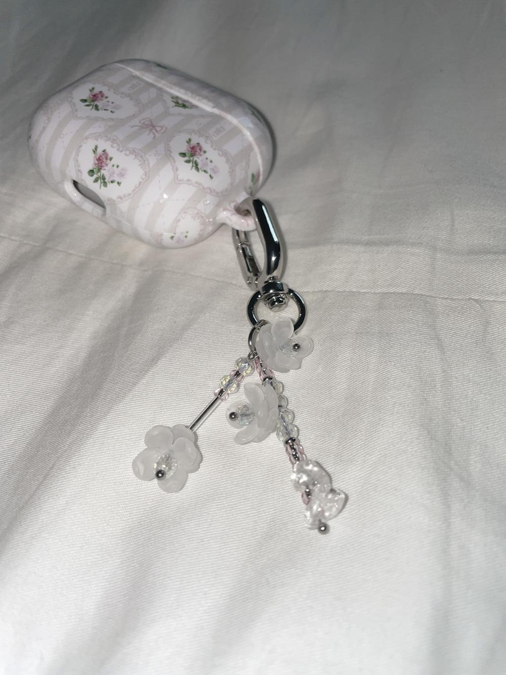 Winter rose flower keyring