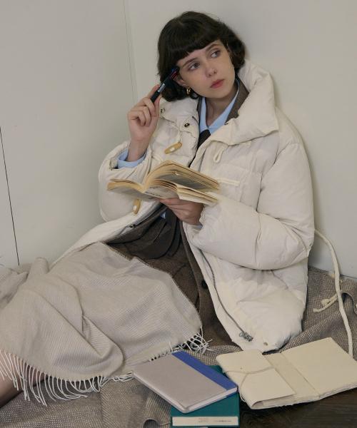 우드 토글 덕 다운 하프 점퍼 [CREAM]