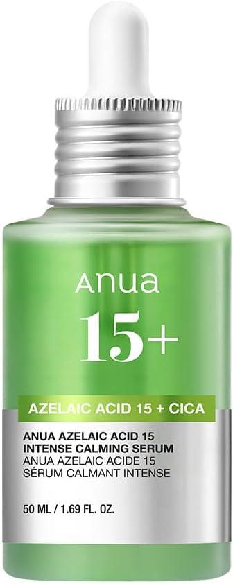 ANUA Azelaic Acid 15 Intense Calming Serum, 1.7 fl. oz. (50 mL), Large Volume, Beauty Serum, Oil-Moisture Balance, Sebum, Pore Care, CICA, High-Density Beauty Serum, Azelaic Serum, Skin Care for