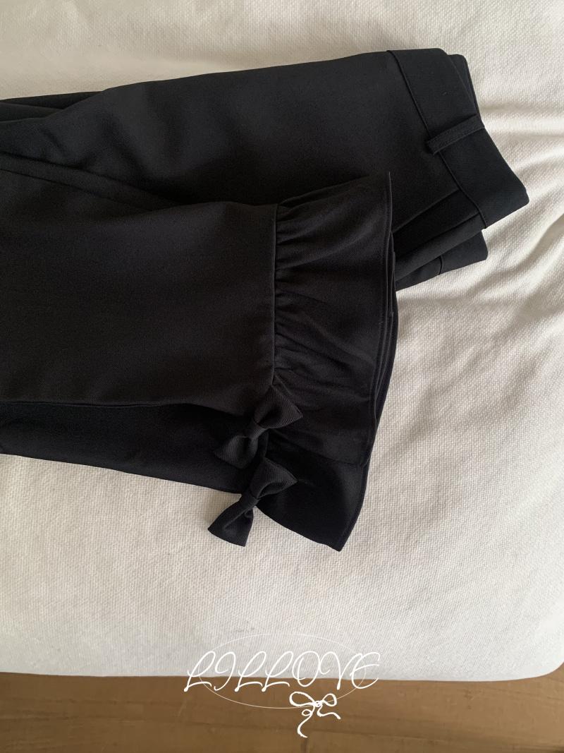 [by LILLOVE] ribbon chapter slacks
