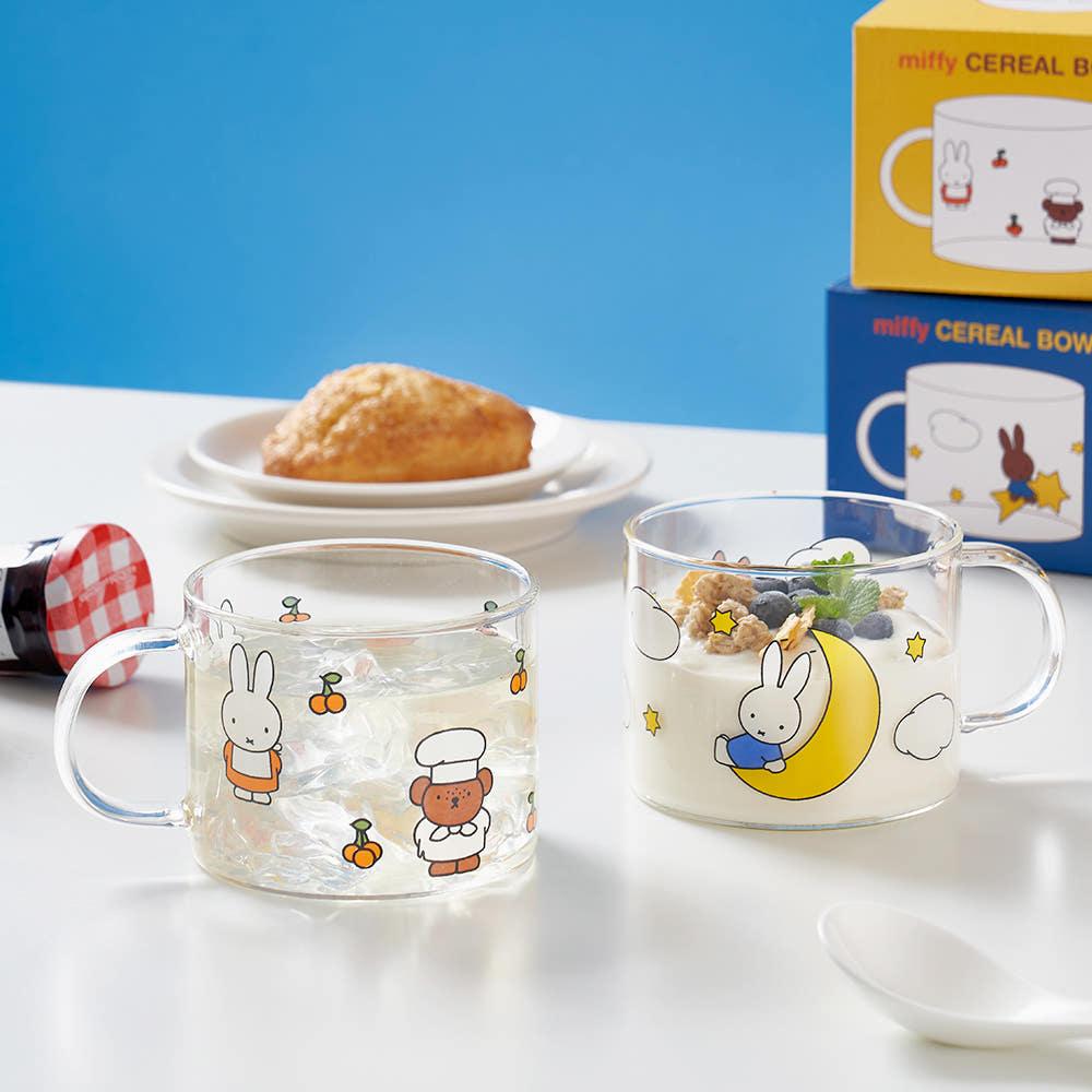 미피 시리얼볼 그릭요거트볼 손잡이 투명 컵 2세대 내열강화유리