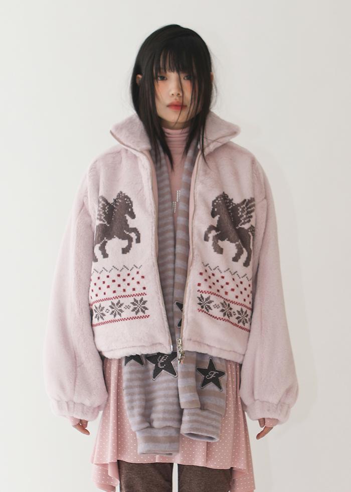 NORDIC PEGASUS FAUX FUR JUMPER PINK