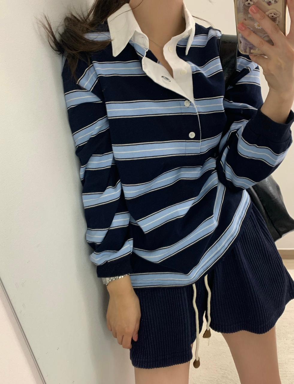 어반그래스 루즈핏 피케 단가라 카라 티셔츠