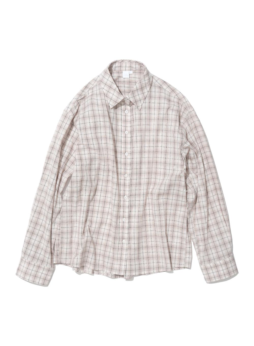 [WOMEN] PWC 2WAY ASYMMETRIC CHECK SHIRT_BEIGE