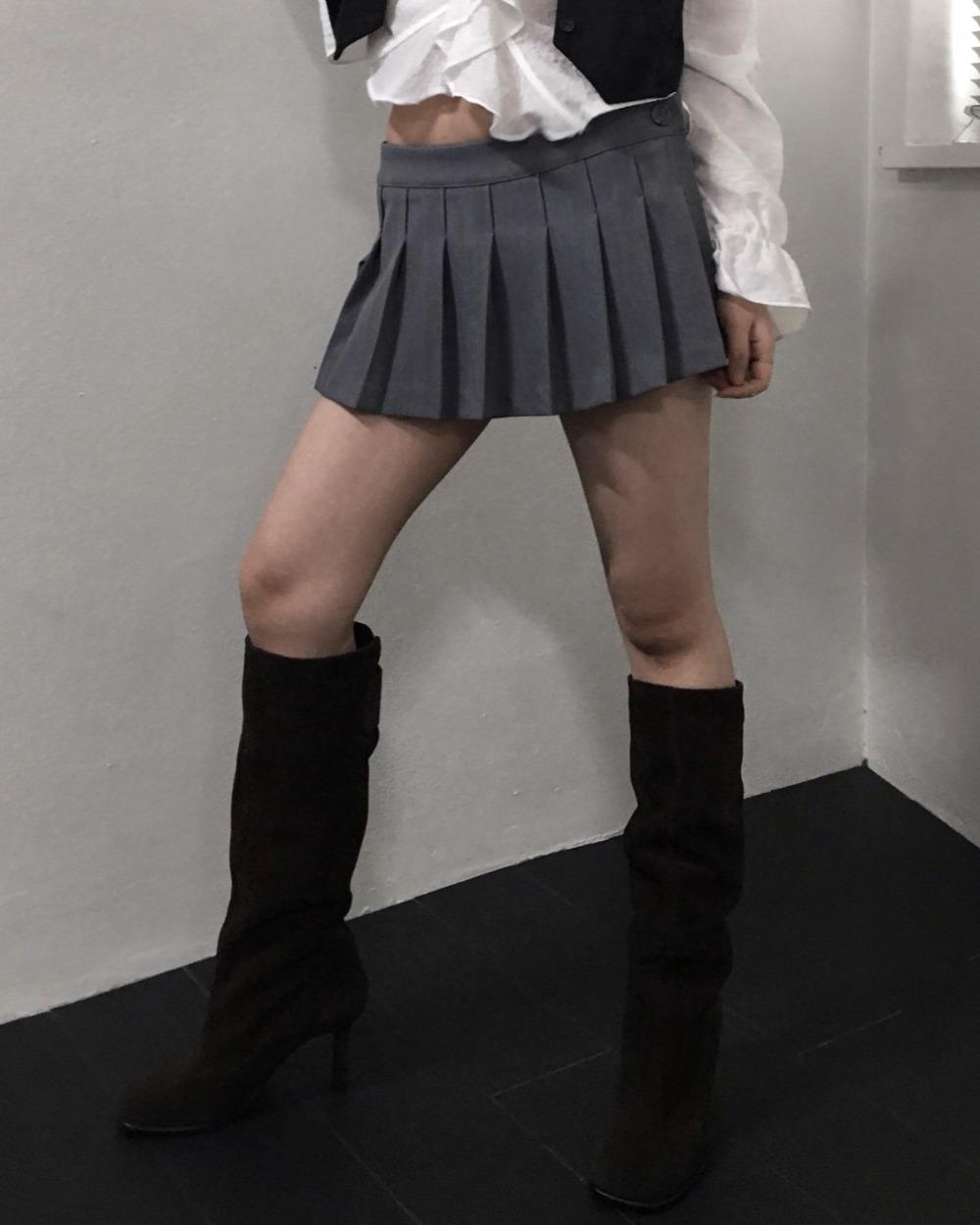 [2컬러/치마바지] 로우라이즈 마이크로 플리츠 랩 숏 치마바지