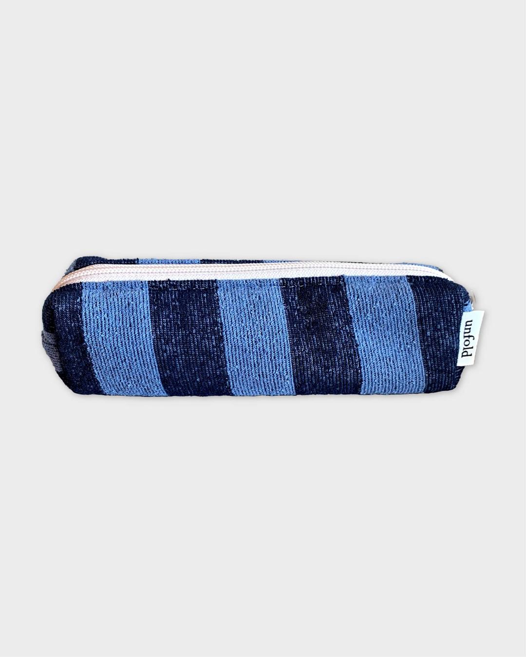 Stripe terry pencil pouch (blue-navy)